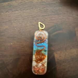 Colorful Resin Pendant with Copper Swirl